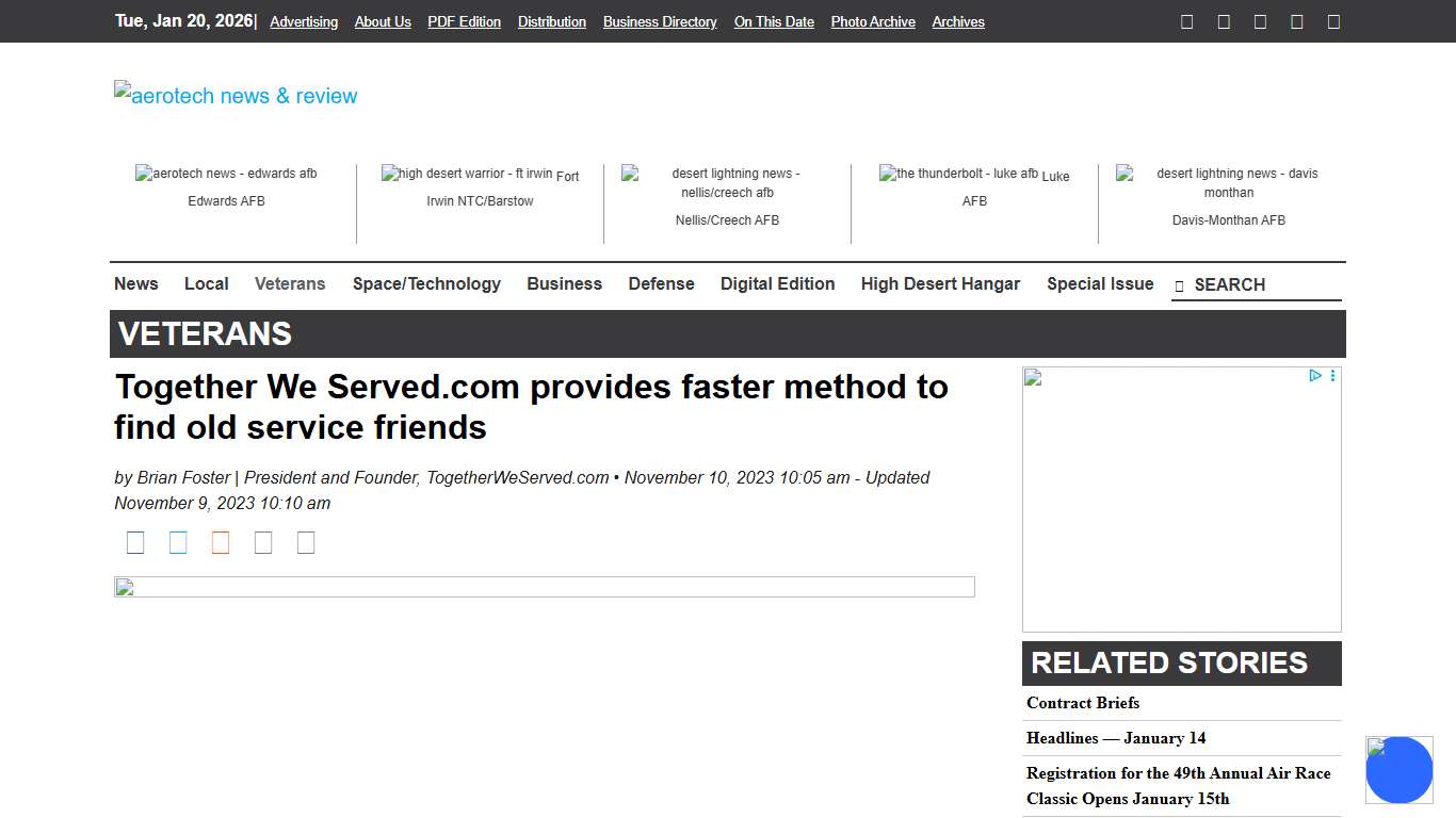 Together We Served.com provides faster method to find old service friends - Aerotech News & Review