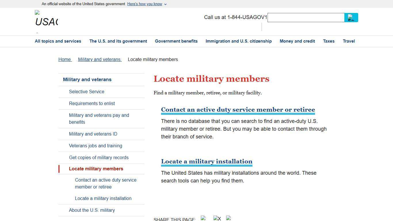 Locate military members | USAGov